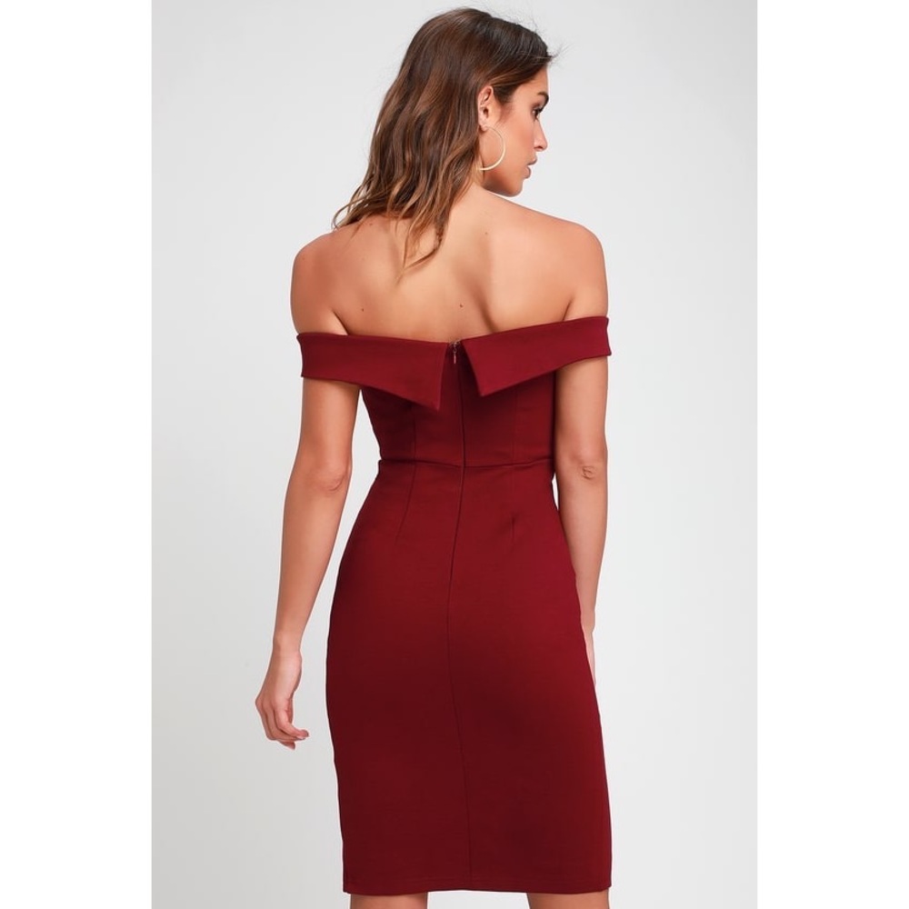 SOLD LULUS Off-the-Shoulder Bodycon Classic Dress - Picture 4 of 8
